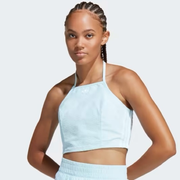 Adidas ADICOLOR CLASSICS POPLIN HALTER-NECK TOP large - Picture 1 of 2
